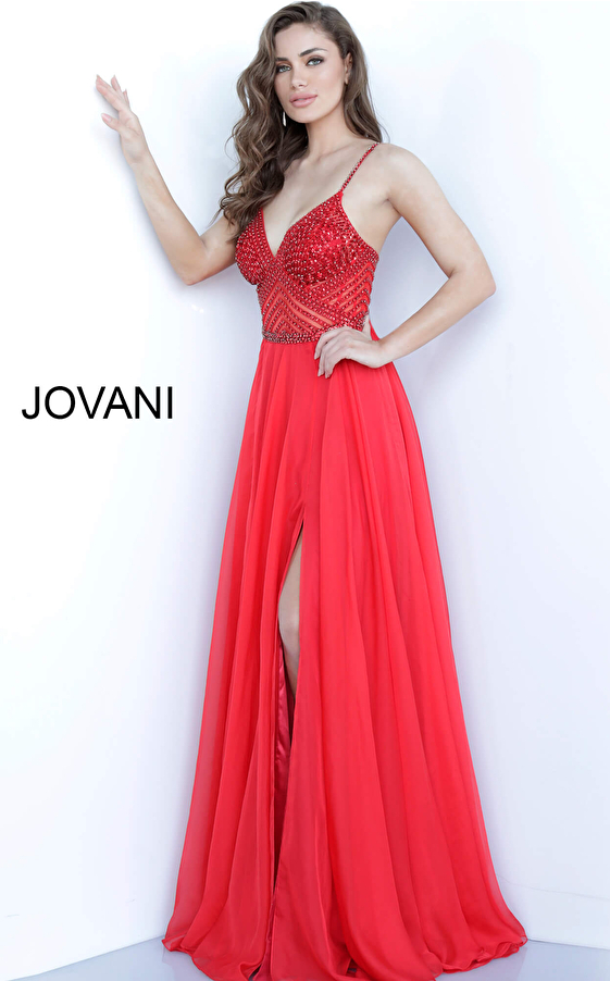 Jovani 66925 Maxi Chiffon Prom Dress 