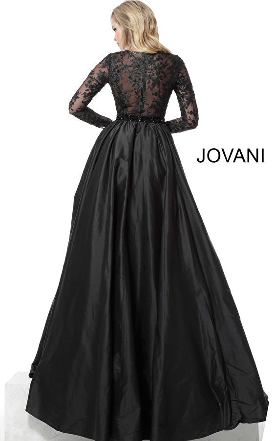 Jovani Black long sleeve evening gown 67466