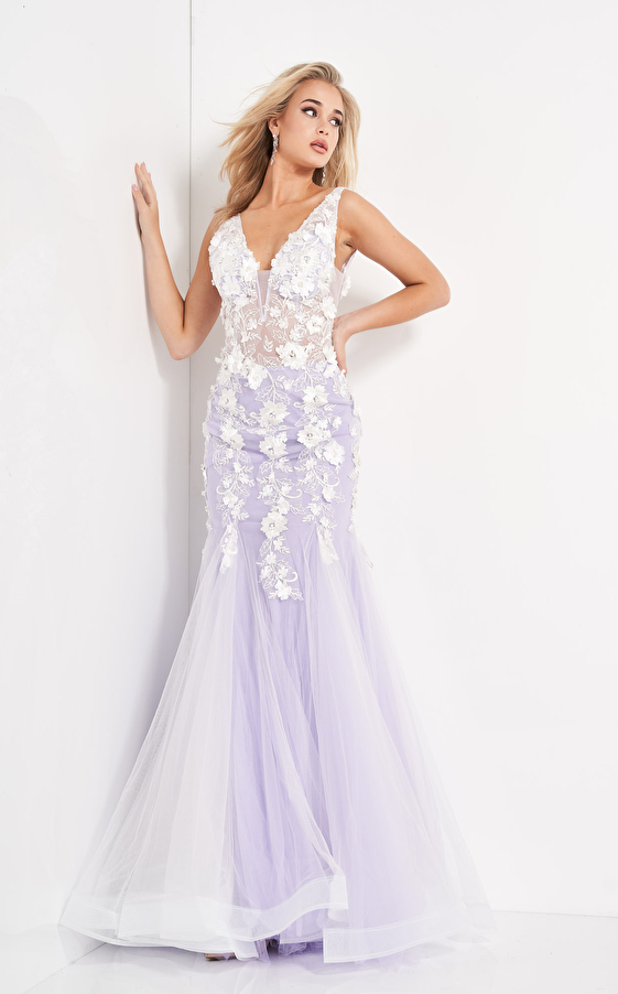 Off white lilac Jovani evening gown 8066