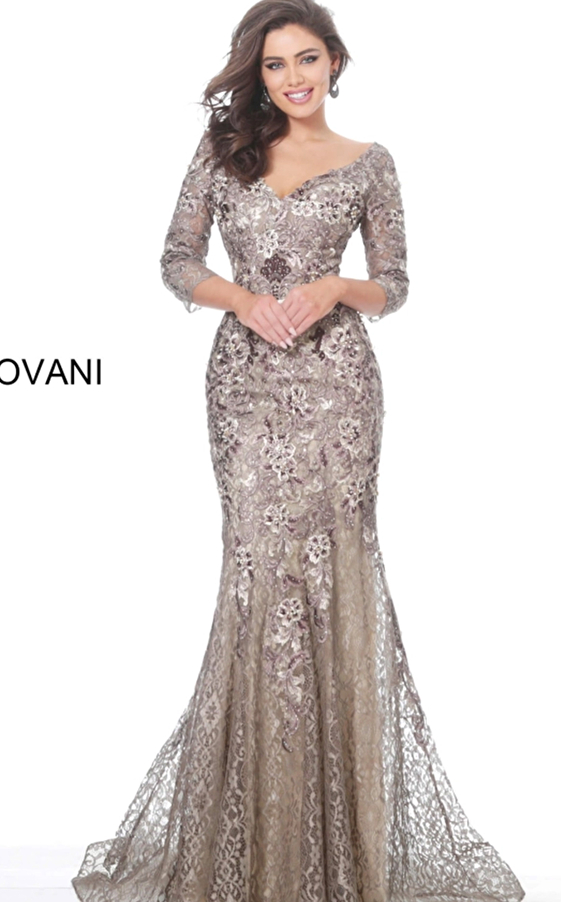 Jovani 02766 Off the Shoulder Floral Embroidered Evening Dress 