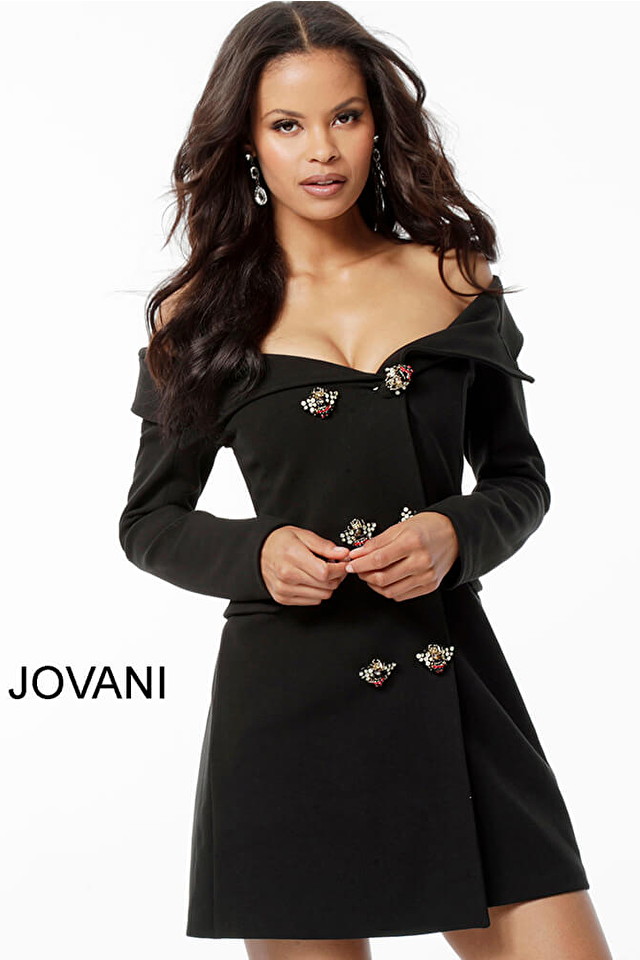 Model wearing Jovani style M63163 dress