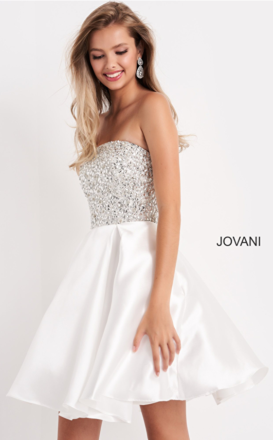 Off White Fit and Flare Strapless Jovani Kids Dress K00722
