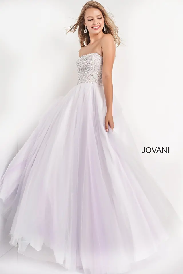 Model wearing Jovani style K02229 dress