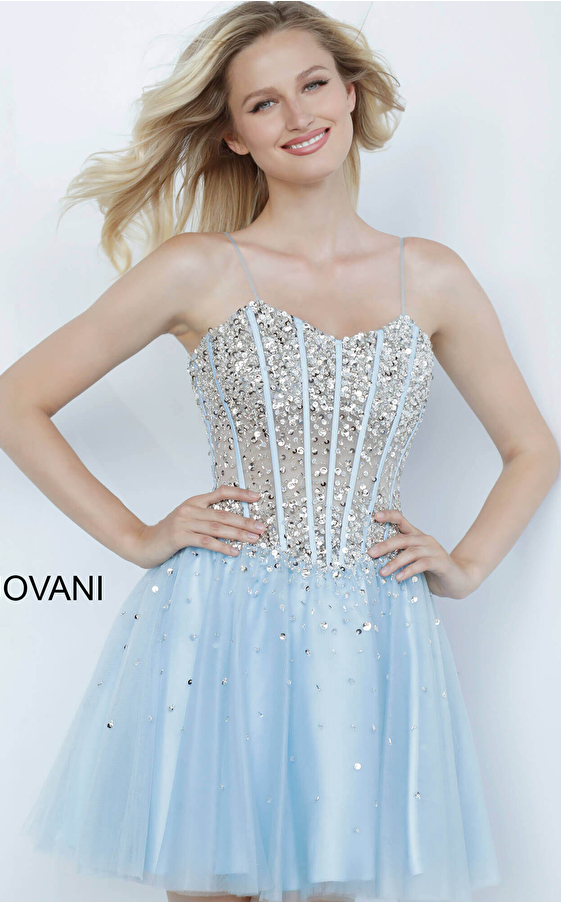 Jovani K59903 Silver Spaghetti Straps Sweetheart Dress