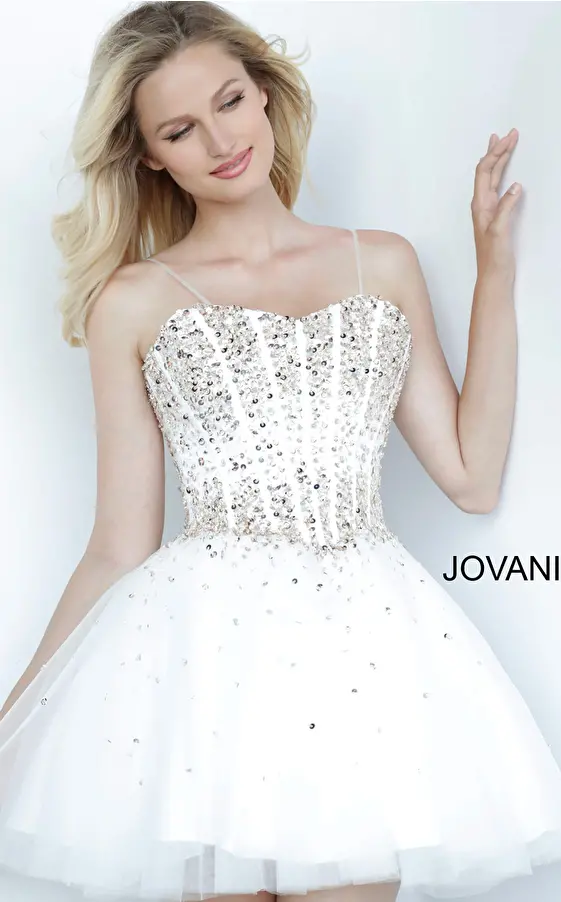 Jovani K62533 Fit and Flare Beaded Bodice Dress
