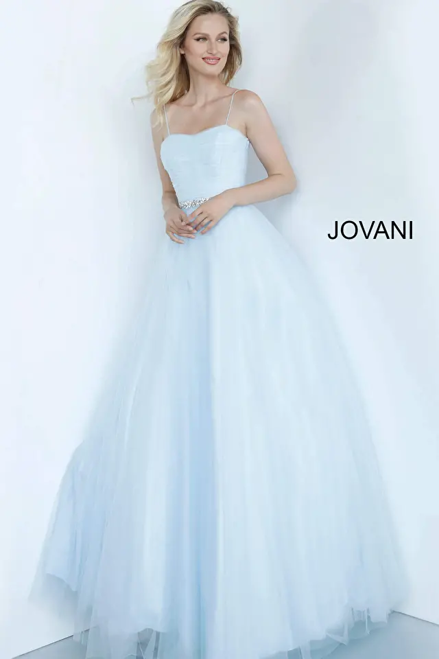 Model wearing Jovani style K66712 pleated dress
