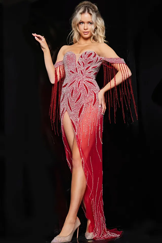 Model wearing Jovani style 07031 prom dress