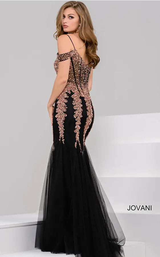 black rose beaded mermaid prom dress 51115