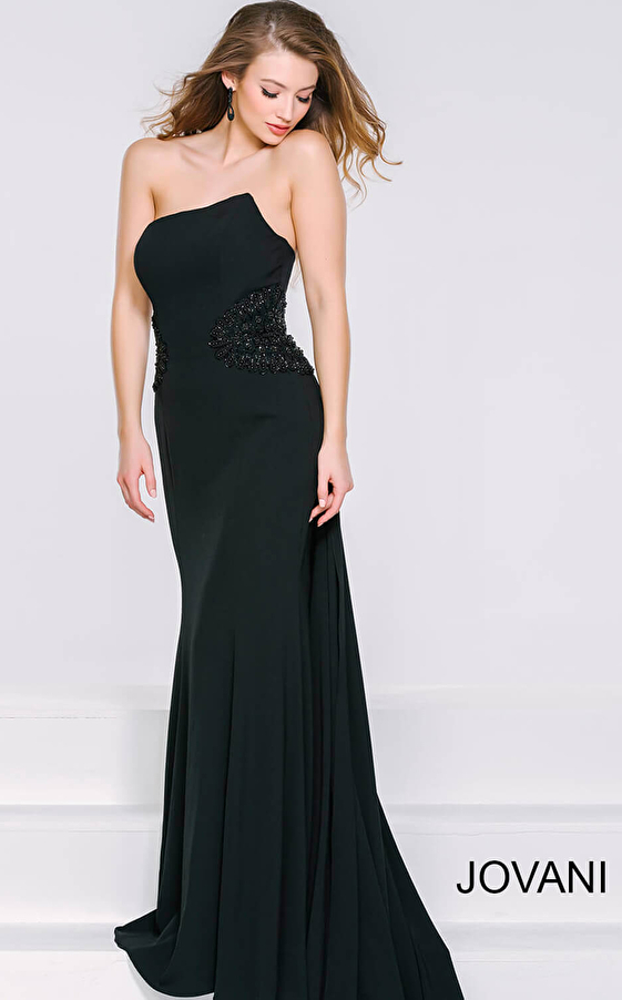 jovani Black Strapless Floor Length Dress 36588
