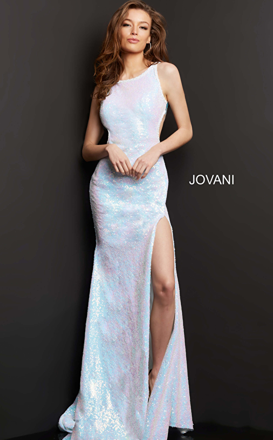 Jovani 000176 Off White Butterfly Back Gown
