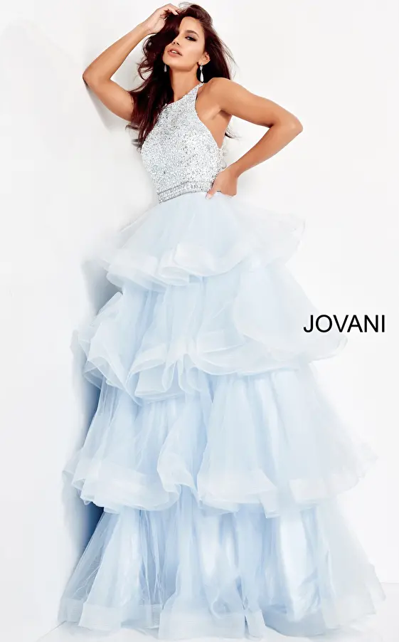 jovani Jovani 00461 Light Blue Embellished Bodice Prom Ballgown