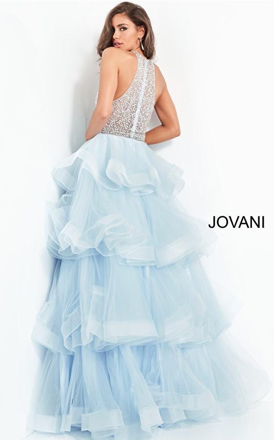 Jovani 00461 Light Blue Embellished Bodice Prom Ballgown