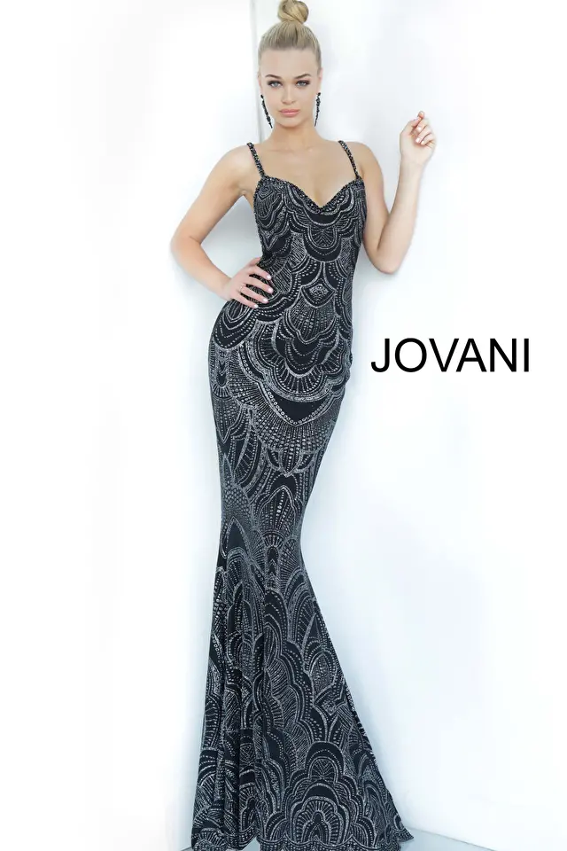 Model wearing Jovani style 00501 dress