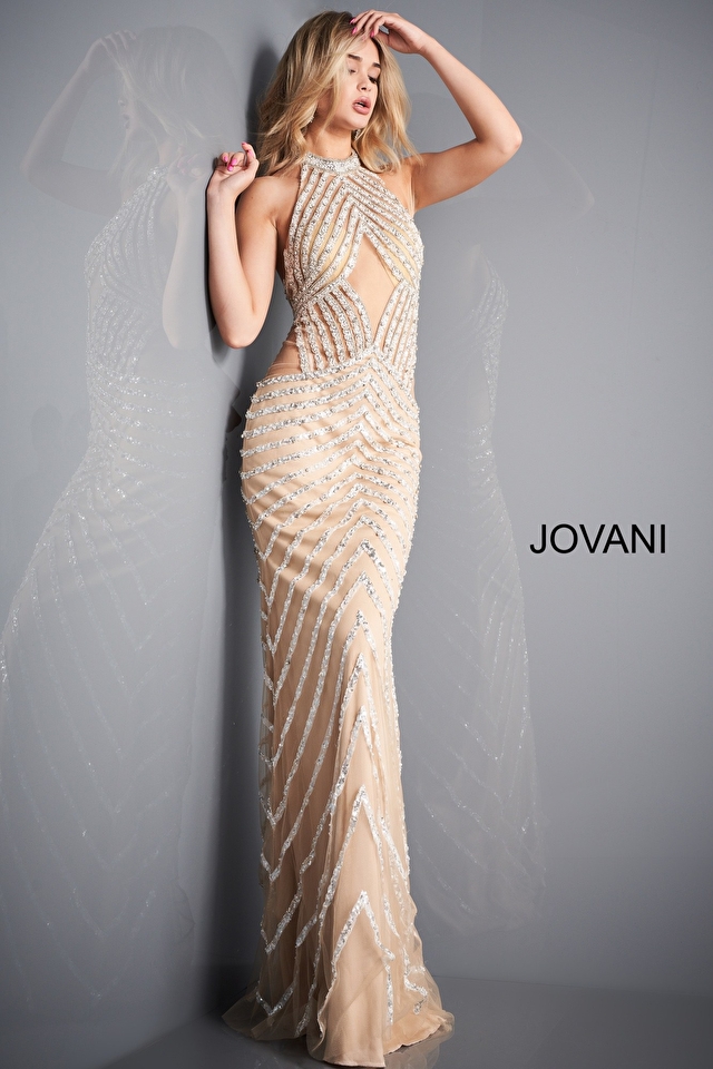 Model wearing Jovani style 00817 dress
