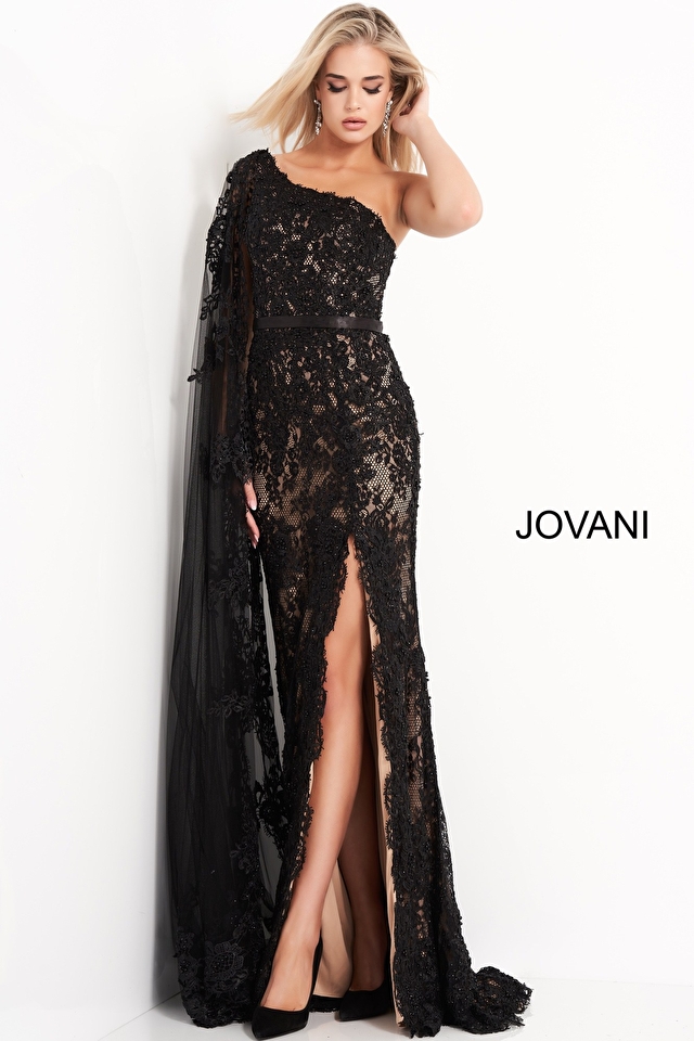 Model wearing Jovani style 00866 dress