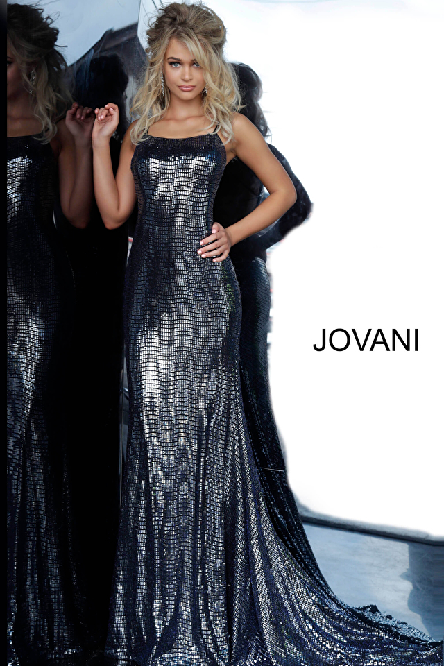 Model wearing Jovani style 02076 dress