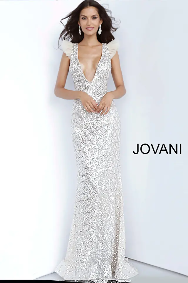 Model wearing Jovani style 02457 dress