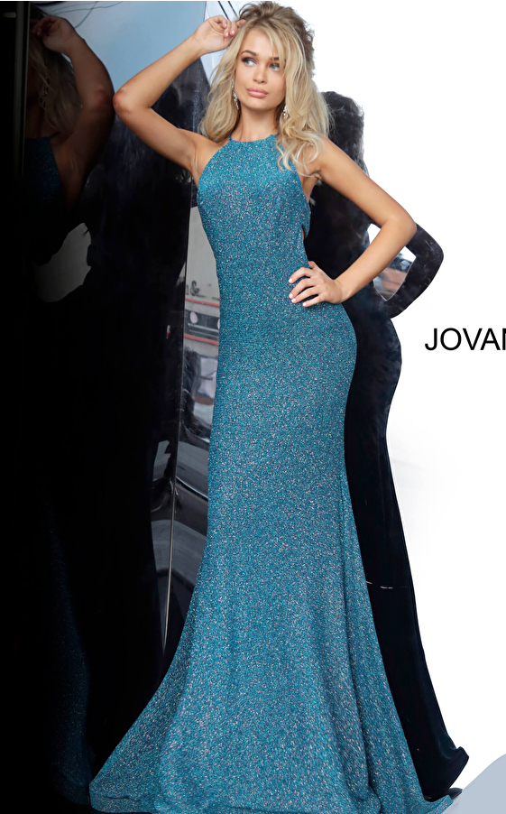 Teal Side Cut Outs Prom Dress 02467