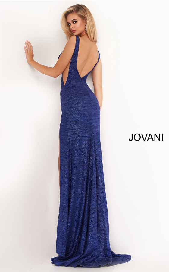 Royal high slit Jovani party dress 02472