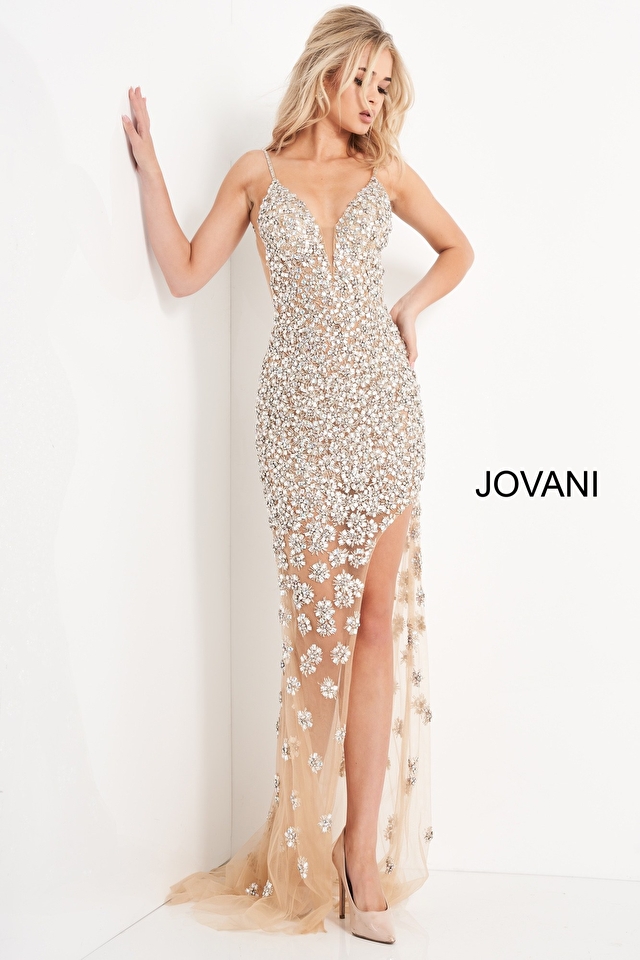 Model wearing Jovani style 02492 dress
