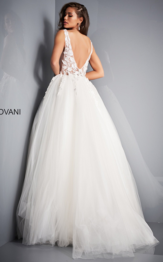 Ivory full skirt prom gown Jovani 02840