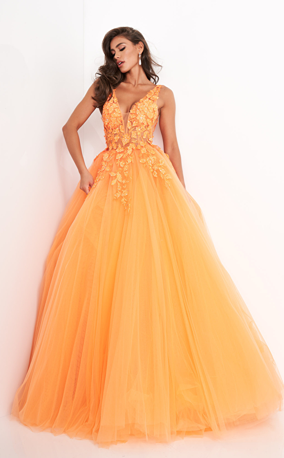 Orange ballgown Jovani 02840