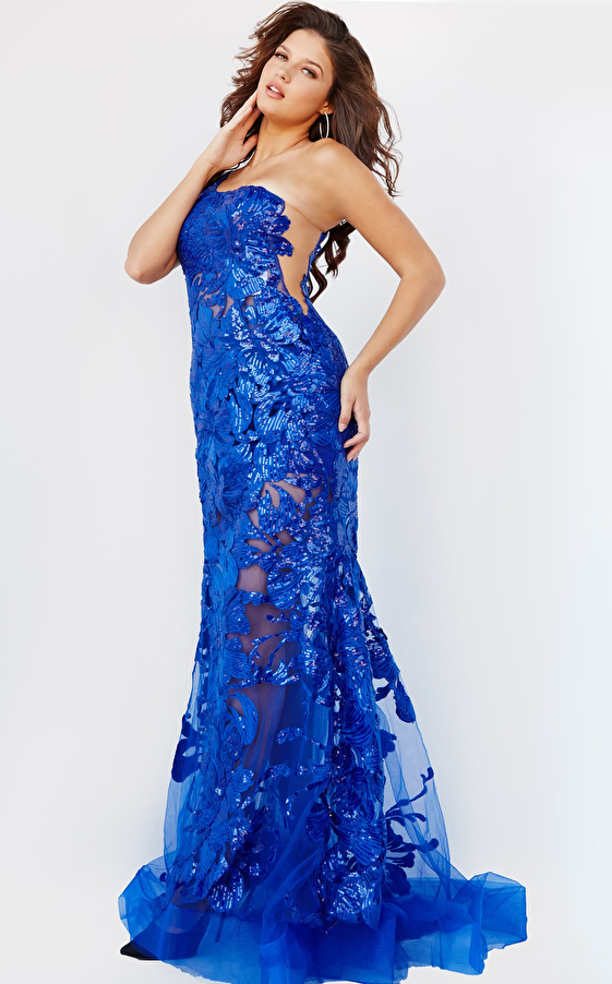 royal blue beaded dress 02895