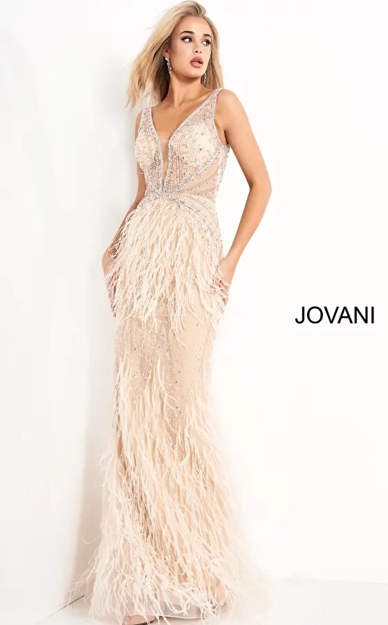 Embellished illusion bodice dress Jovani 03023