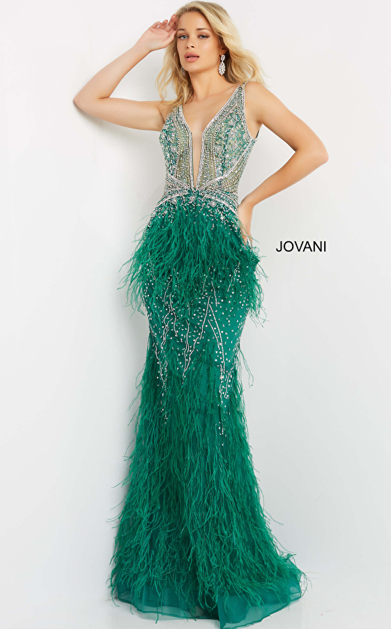 emerald beaded dress 03023
