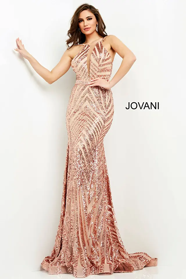 Model wearing Jovani style 03435 dress