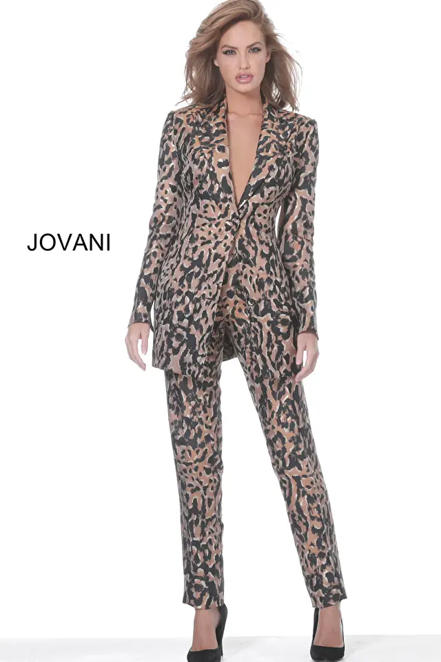 Two piece animal print Jovani jumpsuit 03840