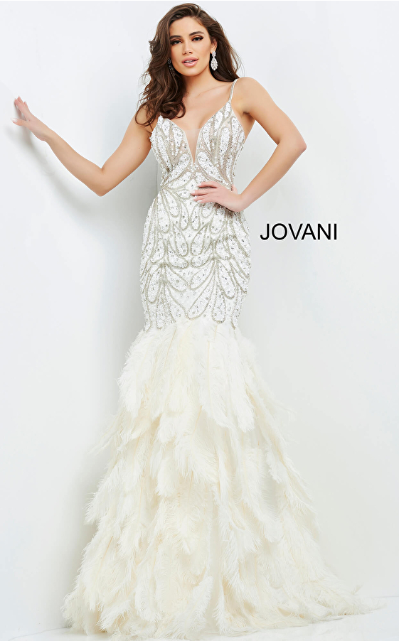Plunging neck Jovani pageant gown 04625