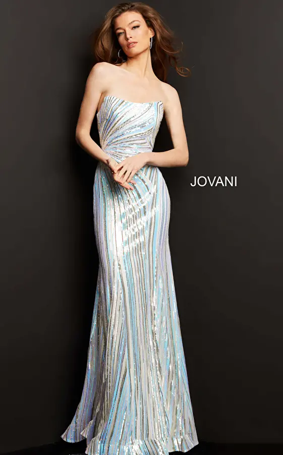 Jovani 04810 Black Multi Strapless Sequin Prom Dress