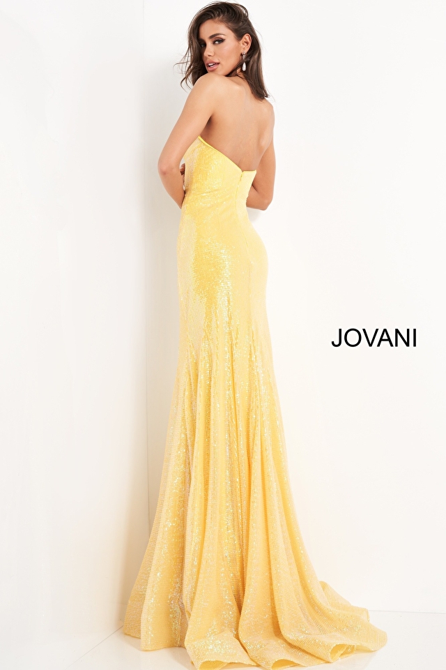 Jovani 04831 yellow fitted prom dress