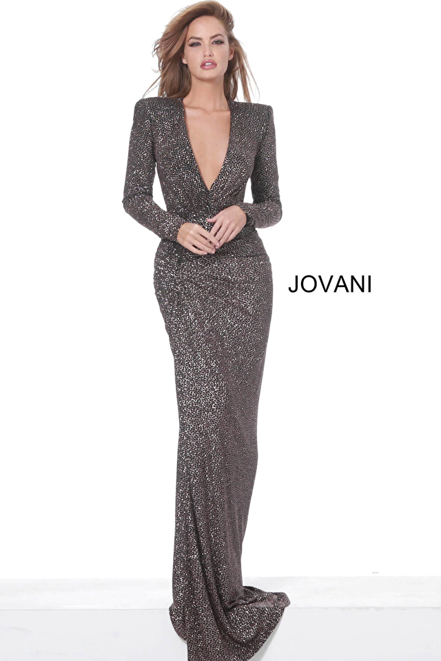 Model wearing Jovani style 04921 dress