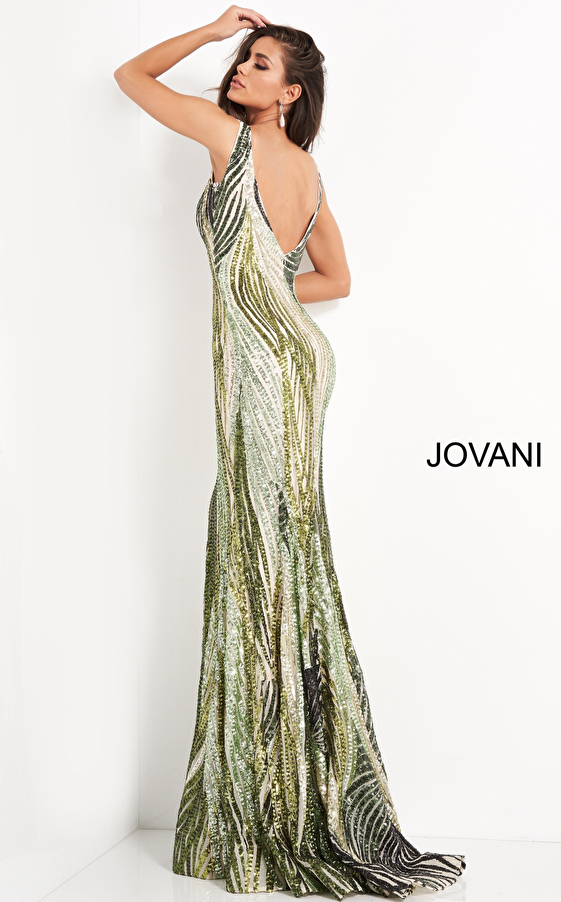 Green sequin special occasion dress Jovani 05103