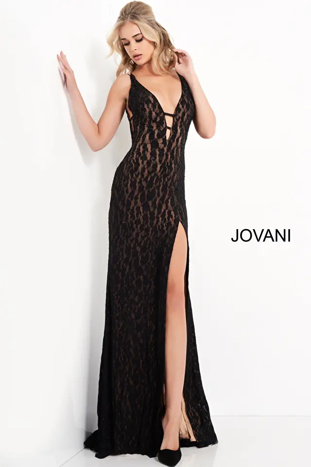 Model wearing Jovani style 06097 dress