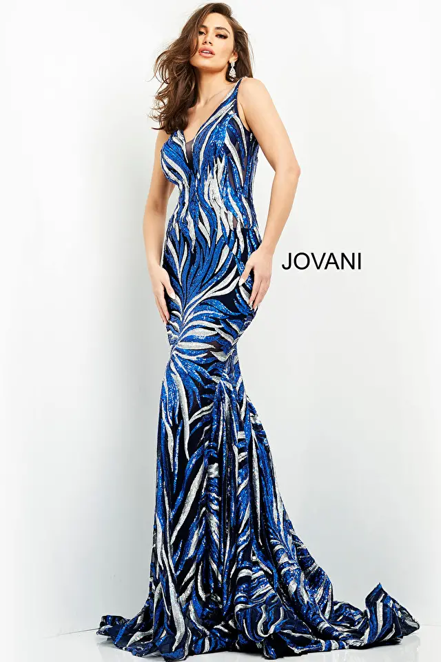 blue v neckline dress 06153