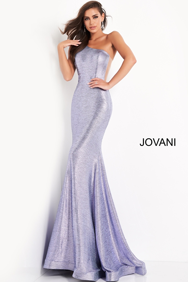 NWT JOVANI 173057 JEWEL FORMAL ONE SHOULDER GOWN IN BEIGH $989 SZ 2,4,8.12 