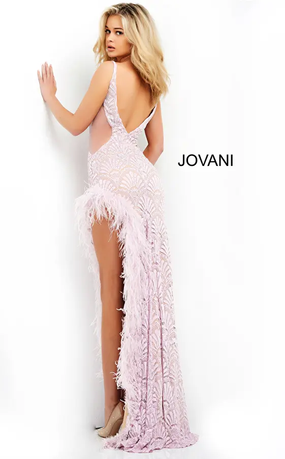 High side slit embellished dress Jovani 06558