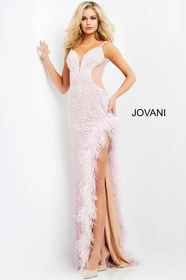 Model wearing Jovani style 06558 prom dress