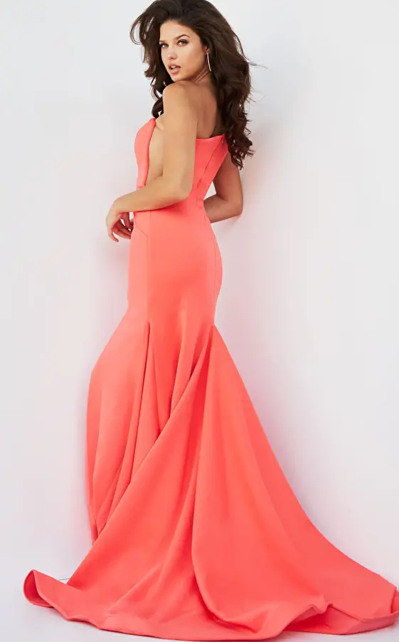 coral fitted dress 06763