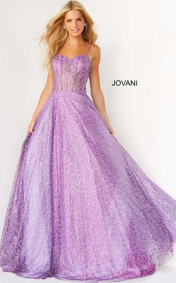 Purple A line prom dress 07423