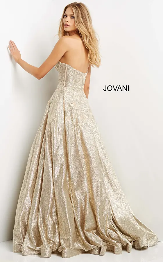 Gold prom ballgown 07497 back view