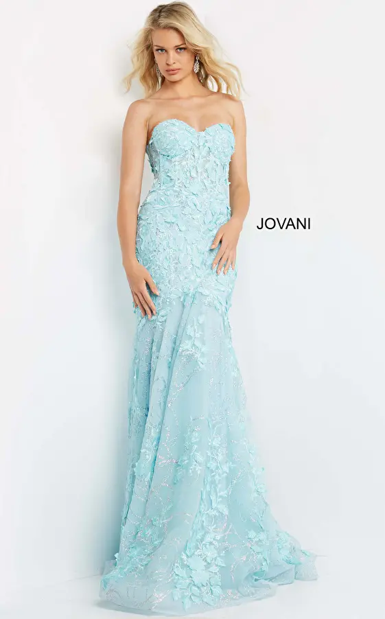 Jovani 07935 Gunmetal Strapless Mermaid Prom Dress