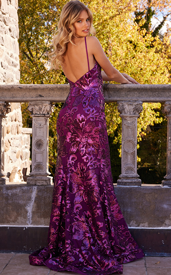 Jovani 08459 Sequin Embellished High Slit Prom Dress