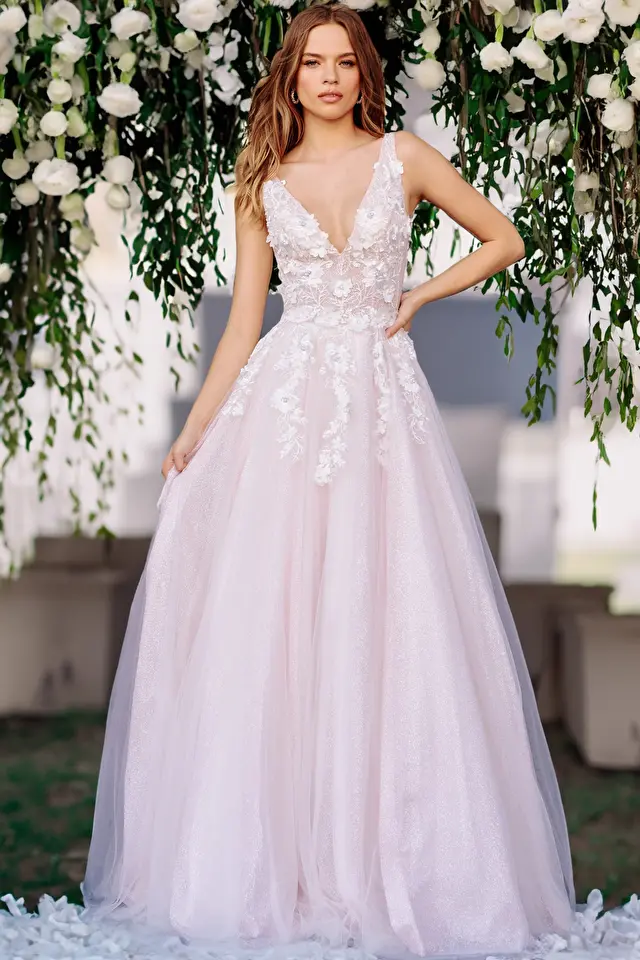 Ball Gown Blush Prom Dress with Tiered Skirt – daisystyledress