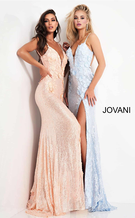 Jovani 1012 White Low Back Sequin Prom Dresses