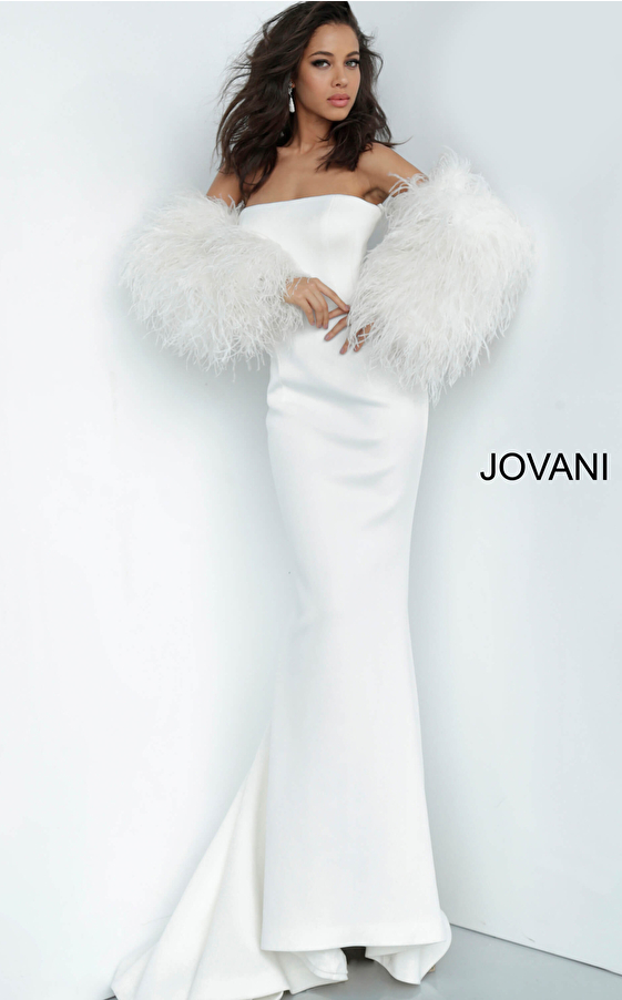 jovani Jovani 1226 White Scuba Informal Bridal Gown