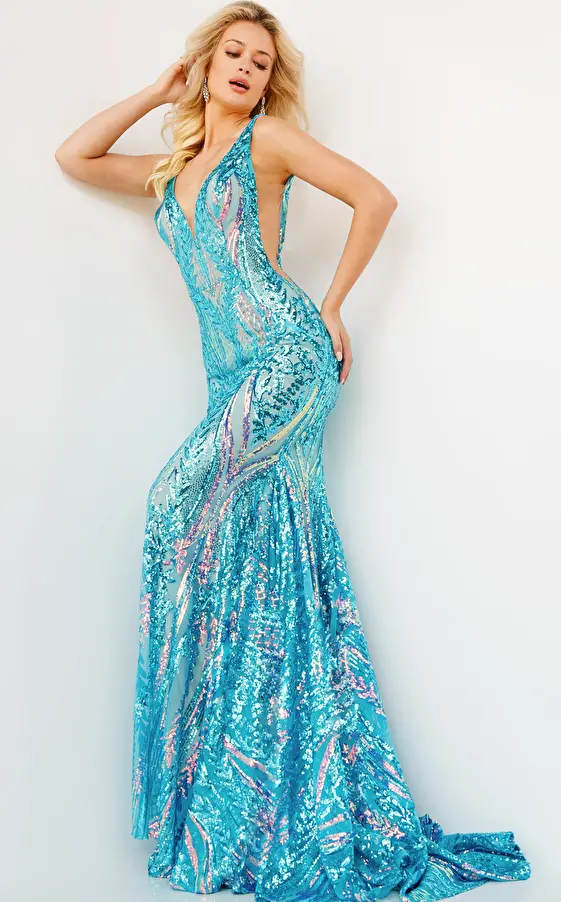 mermaid blue prom dress 22770